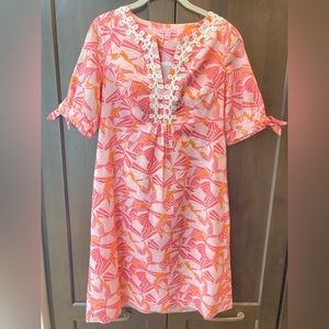 Lilly Pulitzer Andover Slub Lawn Dress Sz 6 pink orange